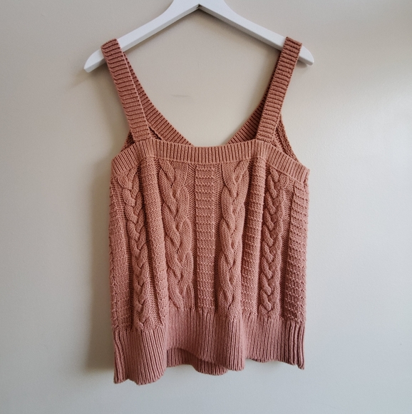 Banana Republic Plaid Rose Gold Waist drop length Cotton Sweater Tank - Picture 2 of 5